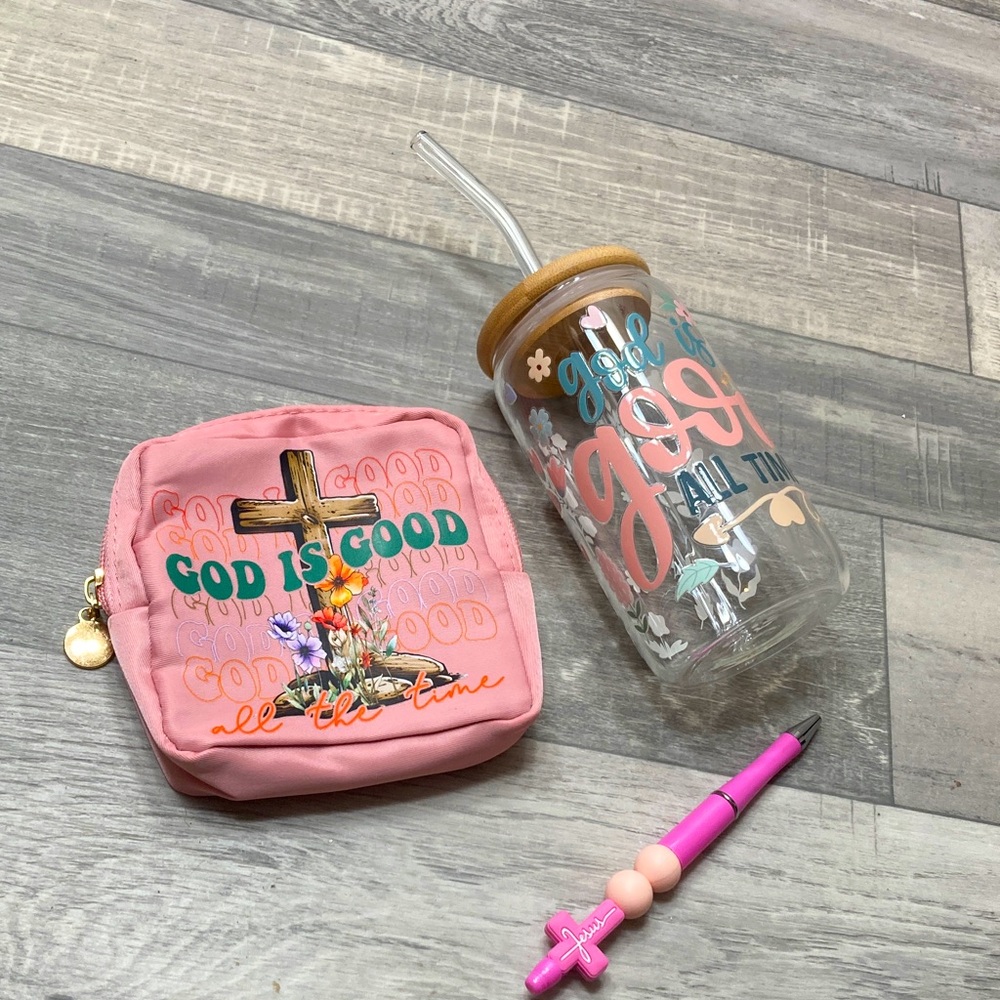 Pink Accessory Set with Inspirational Design